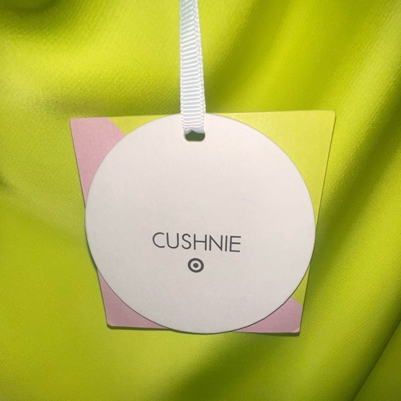 NWT Cushnie x Target Colorblock Lime Green Tan Asymmetric Midi Dress Size 2 - Picture 5 of 6